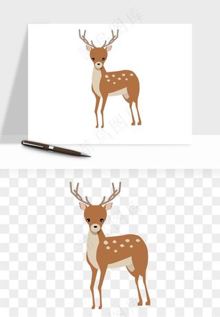 手绘梅花鹿小鹿麋鹿png免抠