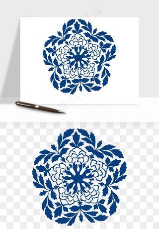 青花瓷花纹花卉图案png免抠