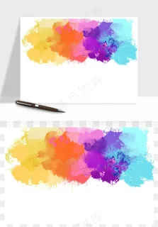 水彩泼墨涂鸦墨迹元素png免抠