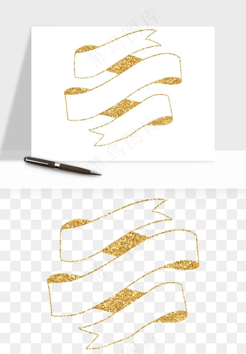 金色植物花环边框png免抠