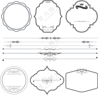 边框与花纹图案分割线免抠图片素材