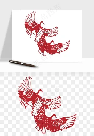 传统花鸟动物剪纸png免抠