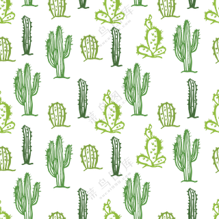 手绘效果的仙人掌植物图案免抠素材