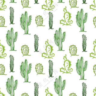 手绘效果的仙人掌植物图案免抠素材