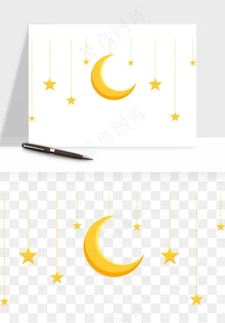 卡通星星月亮挂饰吊坠png免抠