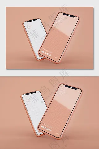 浅粉色小清新风双页面手机样机