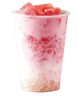 西瓜椰椰茶饮素材