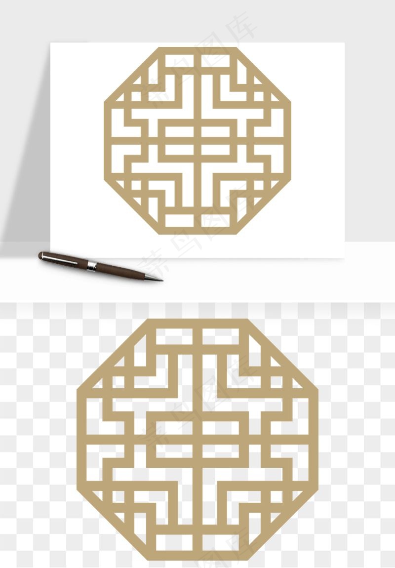 中式镂空古典图案png免抠