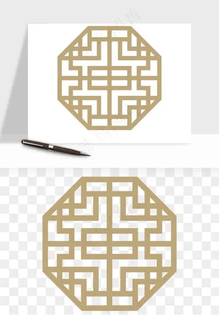 中式镂空古典图案png免抠