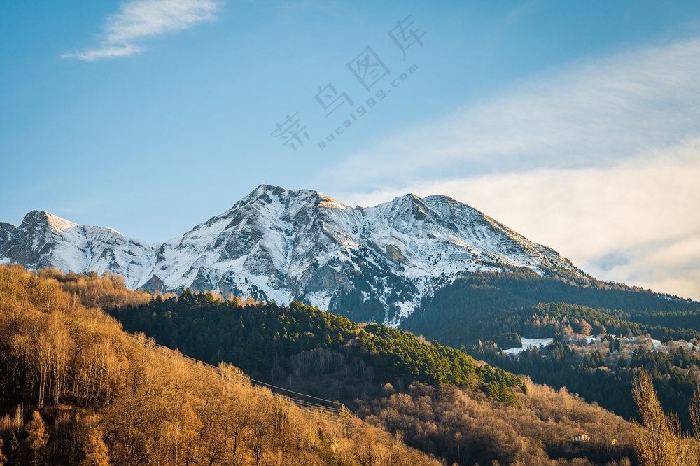 蓝天白云雪域高山图片