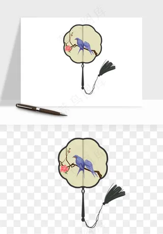 古风扇子元素png免抠