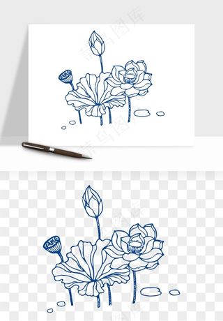 青花瓷花纹花卉图案png免抠