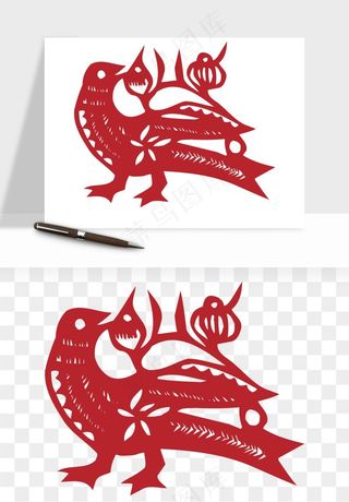 传统花鸟动物剪纸png免抠