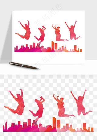 毕业季同学青春人物剪影png免抠