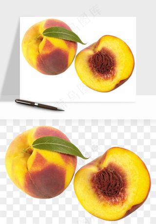 桃子油桃黄桃水果png免抠