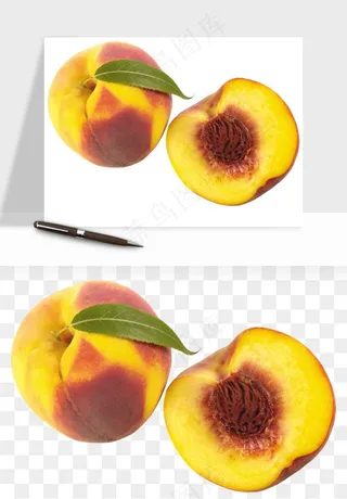 桃子油桃黄桃水果png免抠