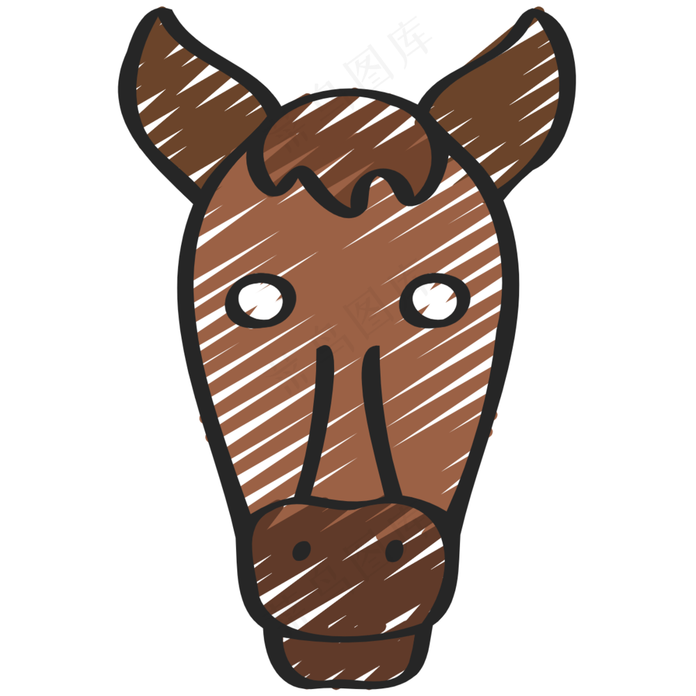 帅气鬃马头像 铅笔手绘图标icon