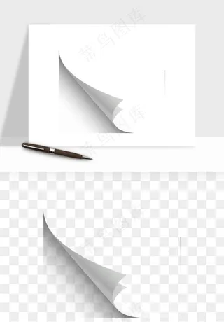 白纸卷边角翻页效果png免抠