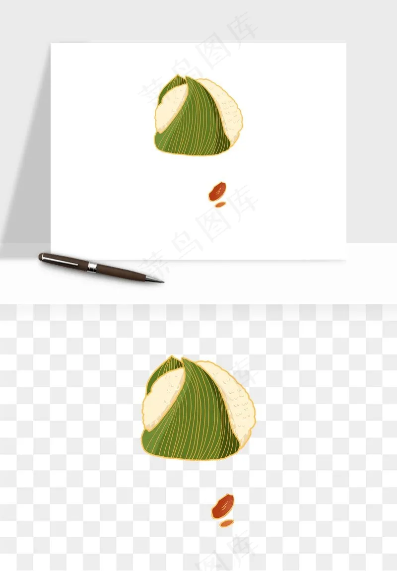 国潮粽子手绘肉粽png免抠