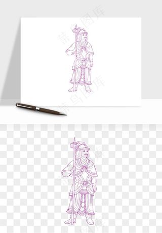 线描古代人物画像png免抠