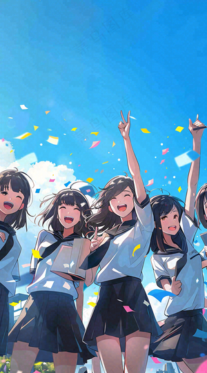 学生毕业季考试青春插画背景