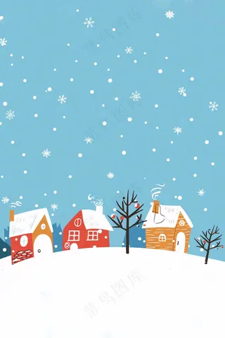 冬天白雪覆盖寒冷唯美雪景小寒插画背景