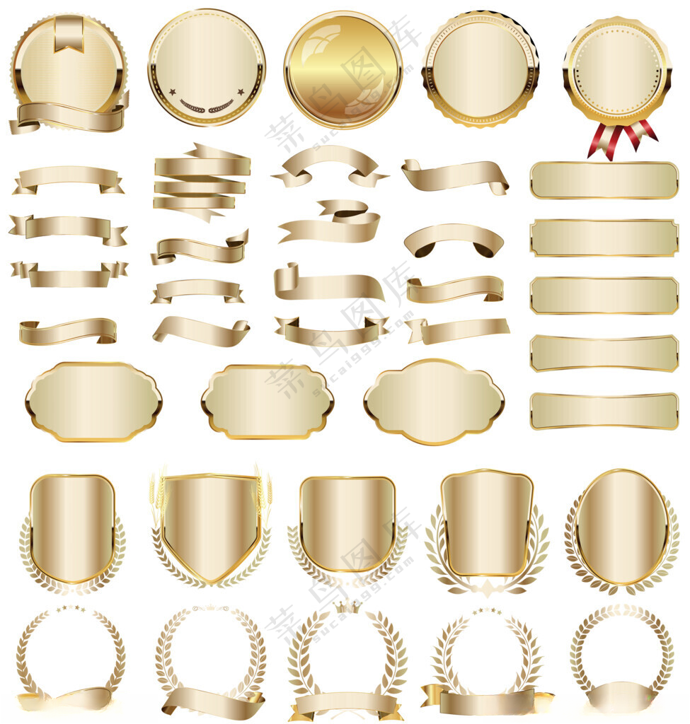 金牌金麦金带logo矢量麦穗广告设计