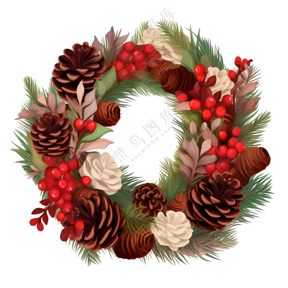 圣诞松果花环