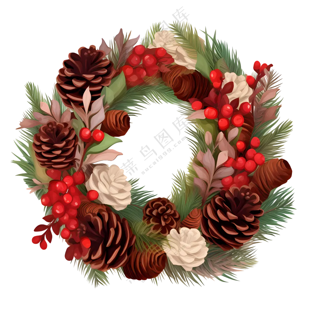 圣诞松果花环