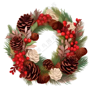 圣诞松果花环