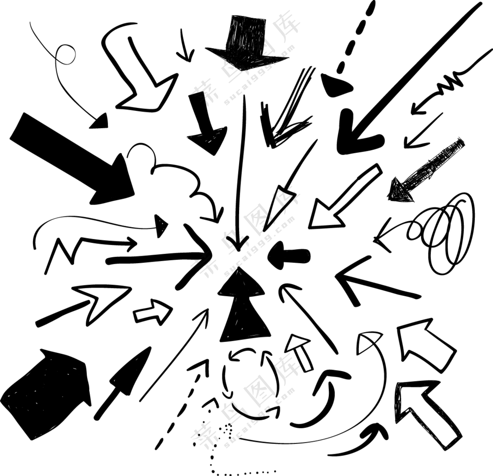不同样式黑白箭头元素免抠图片素材
