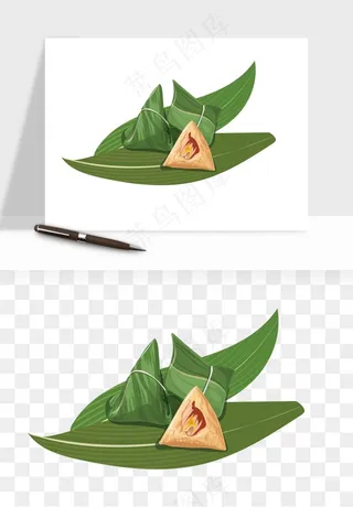 国潮粽子手绘肉粽png免抠