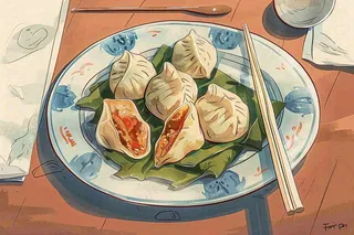 饺子中国传统美食冬至插画背景