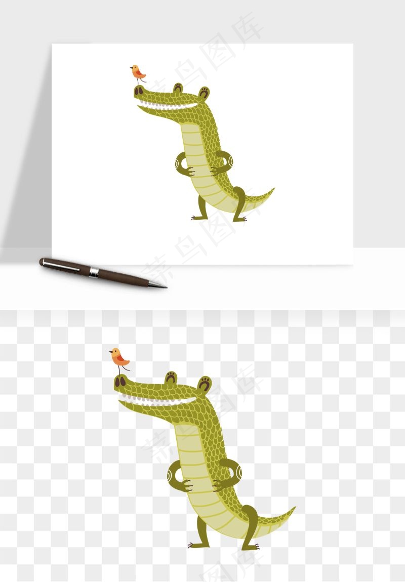 手绘鳄鱼png免抠