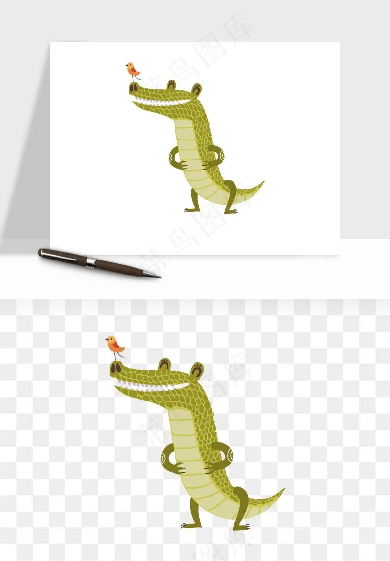 手绘鳄鱼png免抠