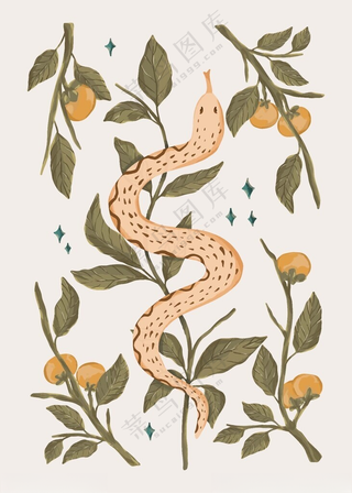 矢量蛇元素蛇年素材蛇年窗花海报