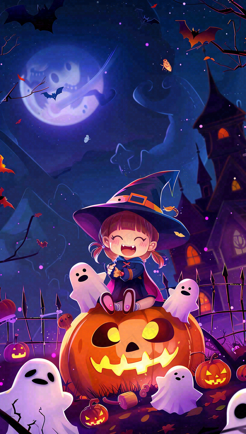 万圣节南瓜灯捣蛋恐怖背景