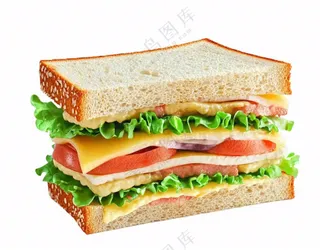 芝士培根三明治美食西餐摄影图免抠