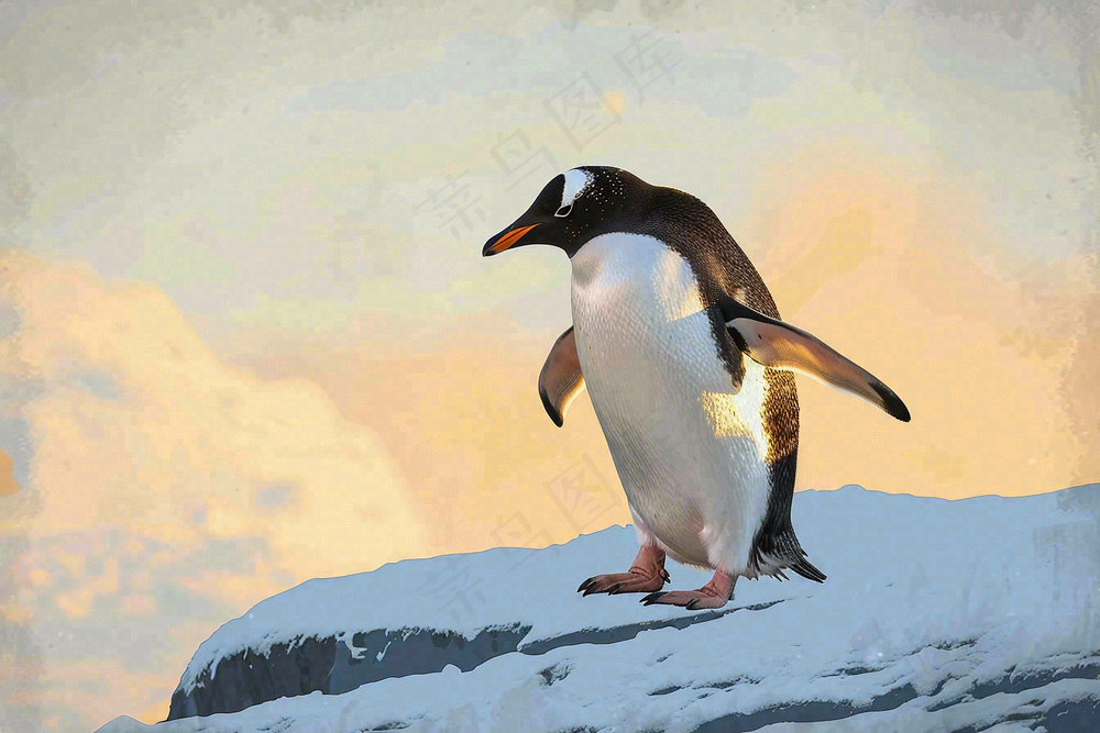 冰雪天地的企鹅寒冷动物摄影图