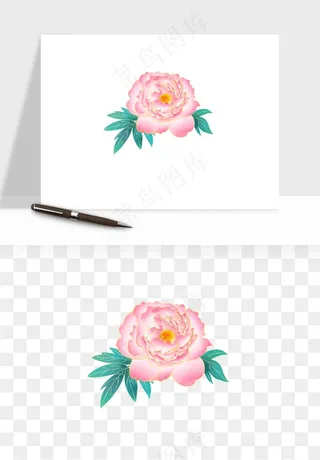 手绘国潮牡丹花花卉图案png免抠