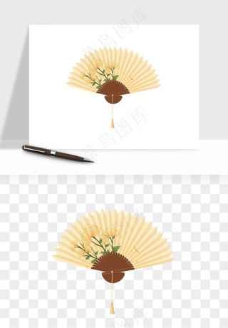 古风扇子元素png免抠