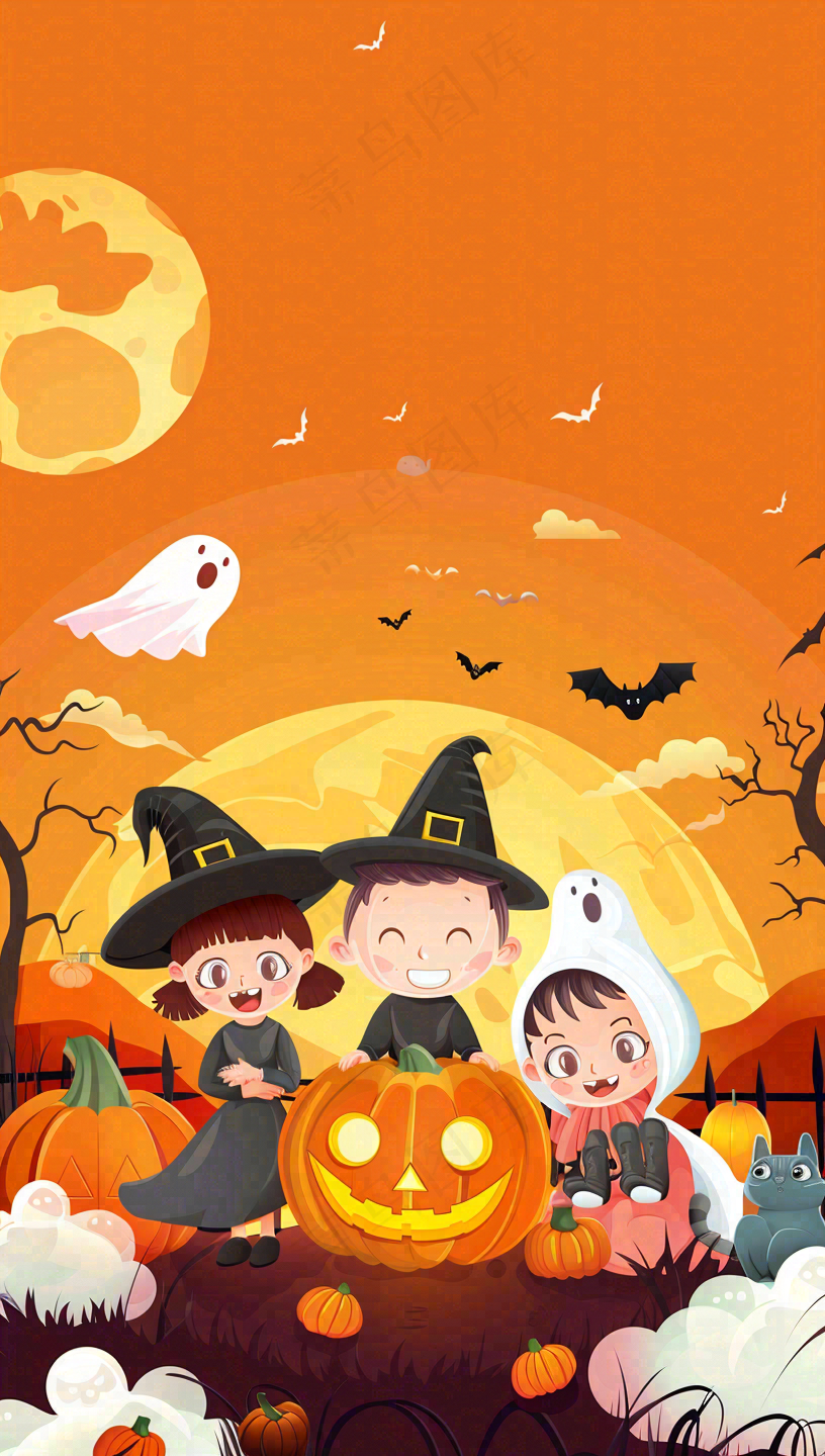 万圣节南瓜灯捣蛋恐怖背景