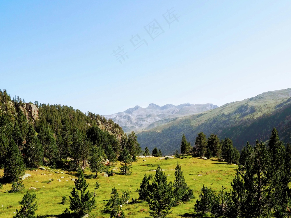 阳光下的宁静山谷风景