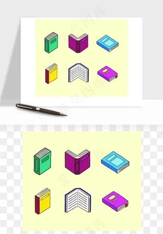手绘书本打开书籍矢量png免抠