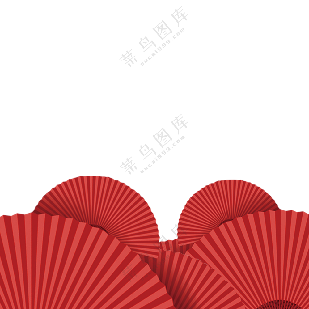 扇形素材  红色折扇素材  免扣素材