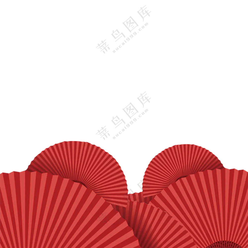 扇形素材  红色折扇素材  免扣素材