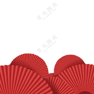 扇形素材  红色折扇素材  免扣素材
