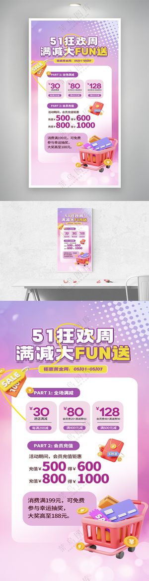 五一劳动节黄金周商场促销海报