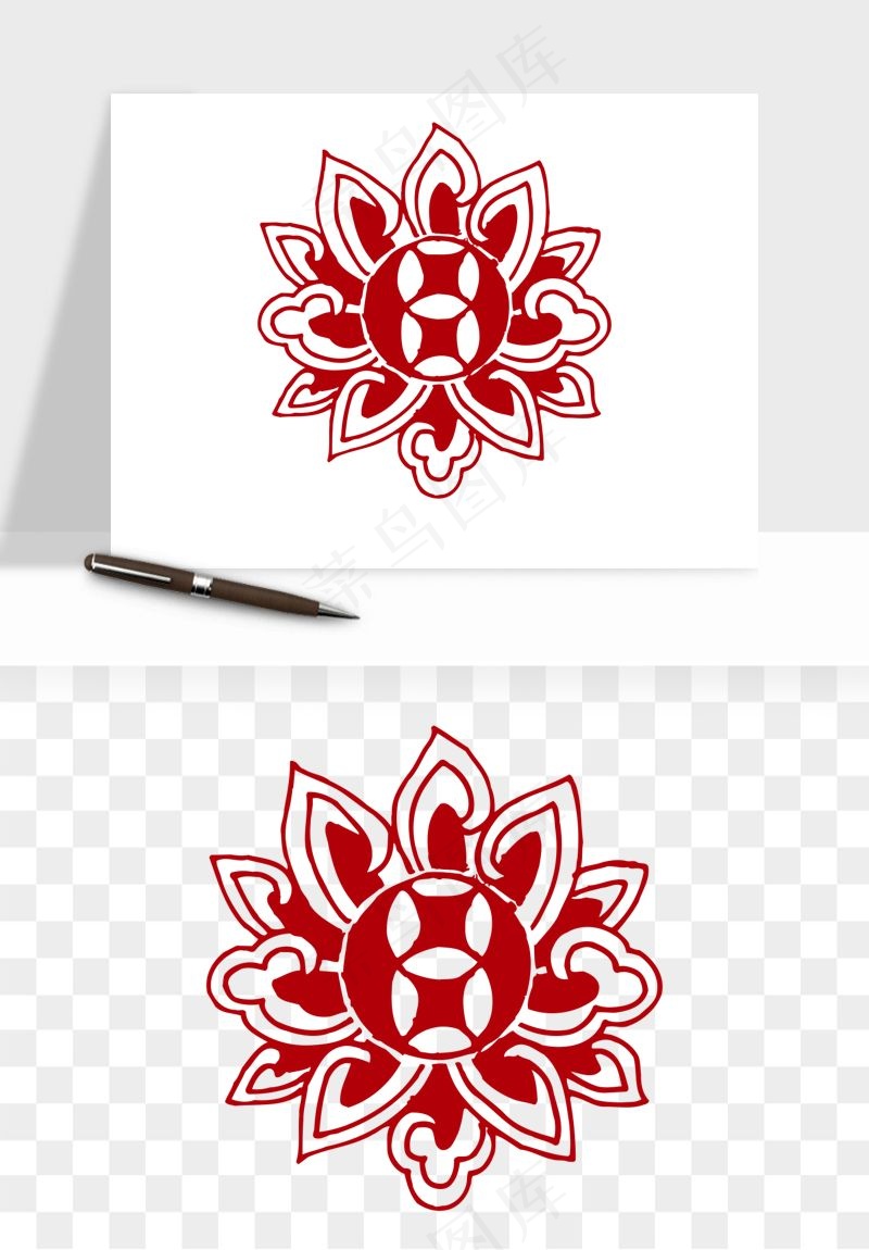 传统窗花剪纸图案png免抠