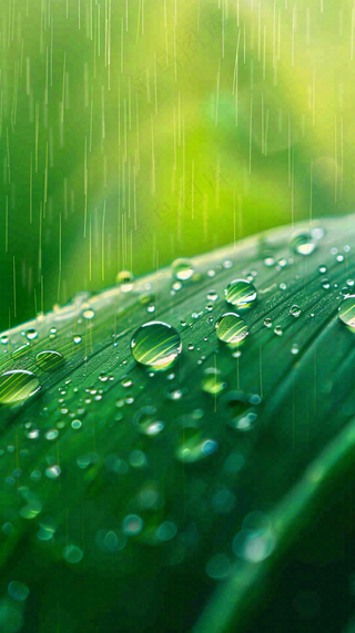 春天梅雨时节绿叶谷雨寒露摄影图